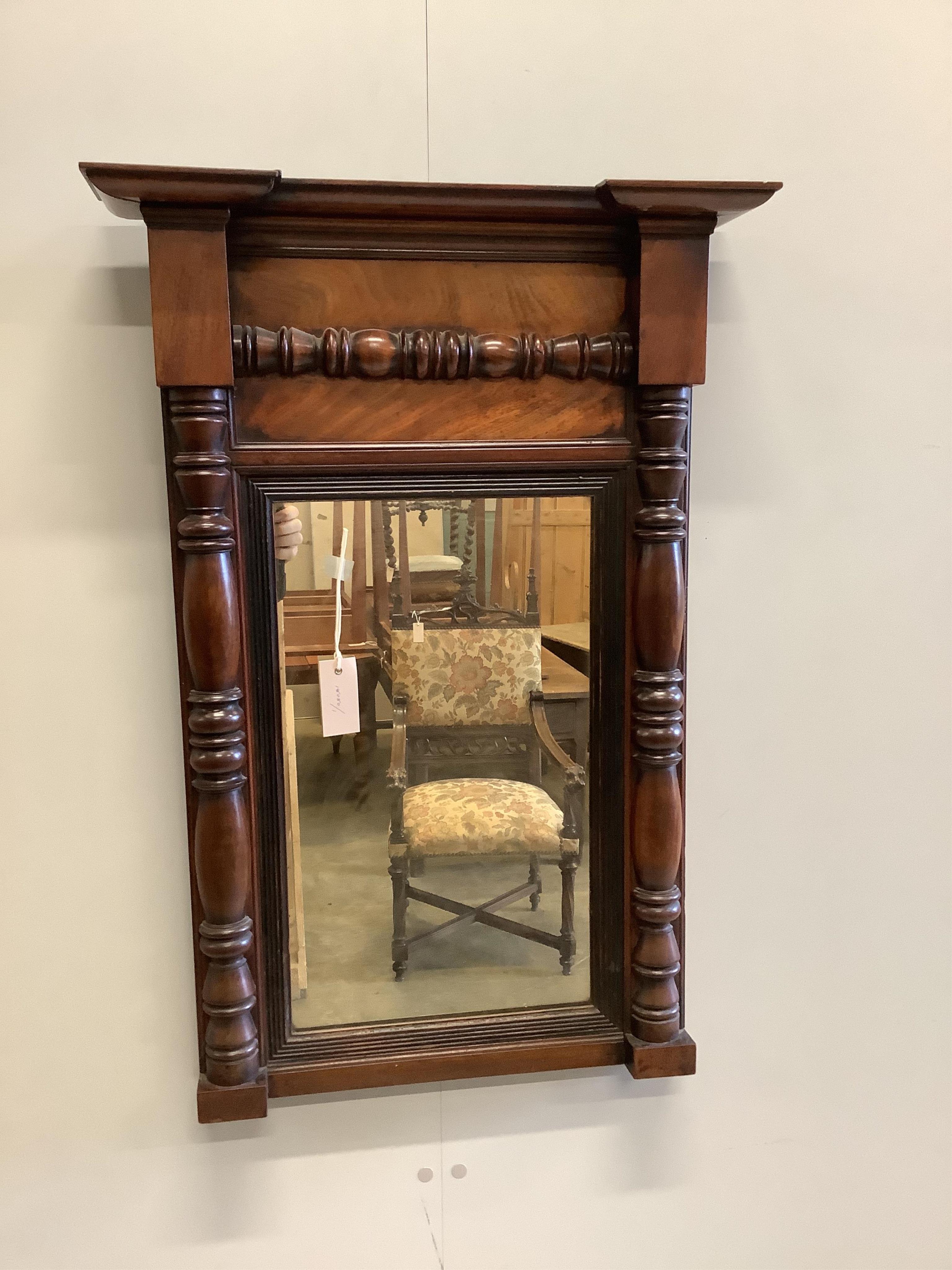 An early Victorian mahogany pier glass, perhaps American, width 56cm, height 81cm. Condition - good